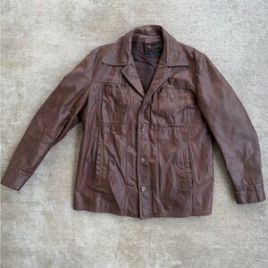 Vintage Reed Sportswear Men’s Size L? Leather Brown Jacket Coat, USA